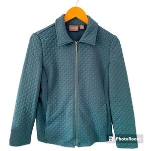 Chico’s Women’s Quilted Zip-up Jacket in Seafoam Green, Size 1 (Medium)
